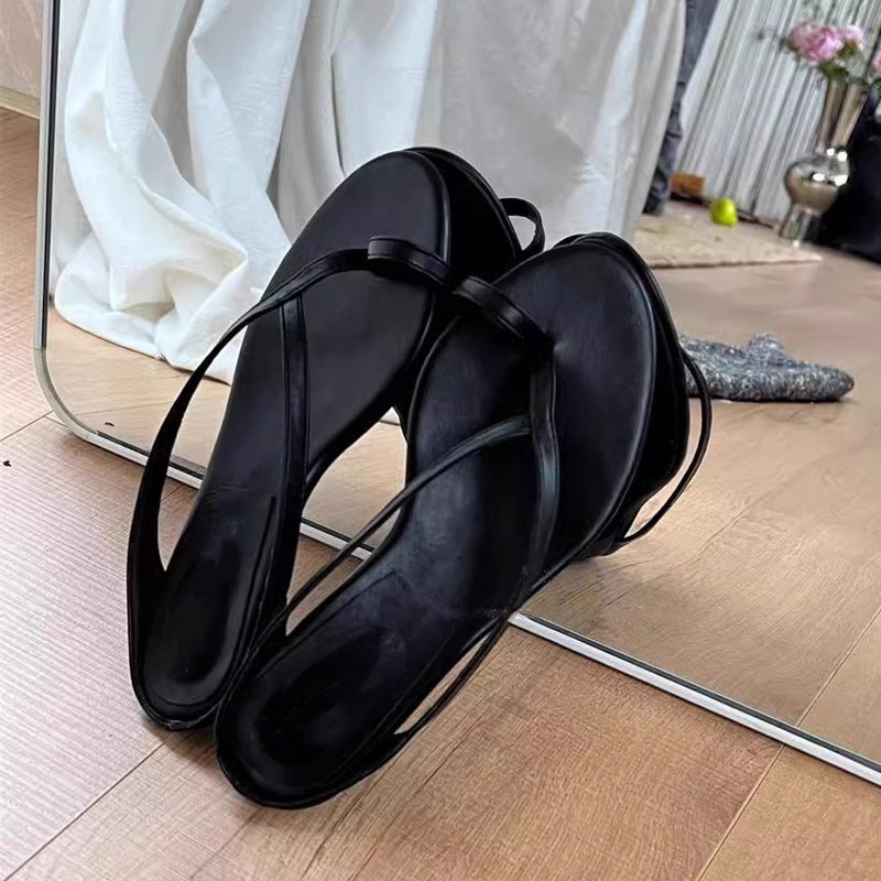 Damen Elegante Zehentrenner-Sandalen mit modischem Riemendesign EB