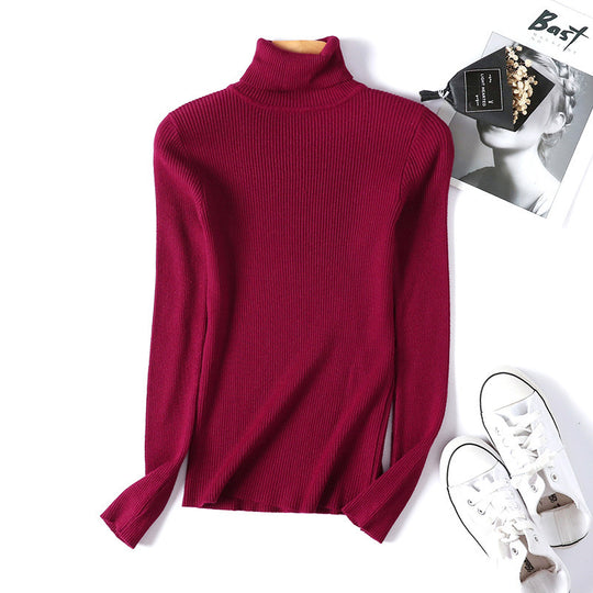 Damen Rollkragenpullover im feinen Rippenstrick EB
