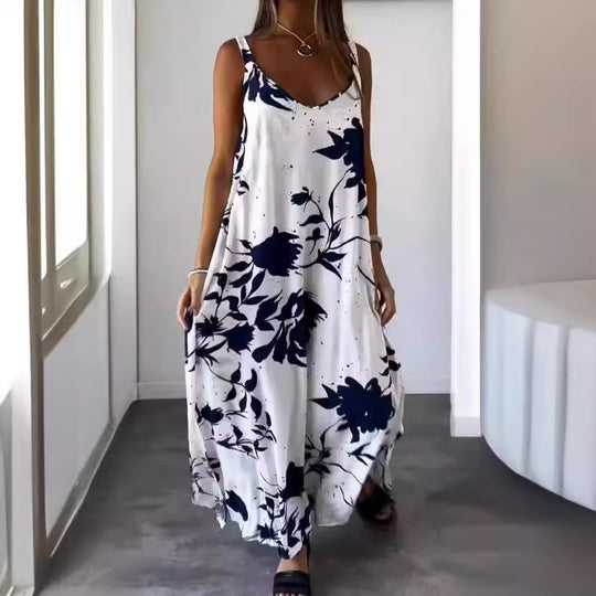 Damen Maxikleid mit floralem Design und fließendem Schnitt EB