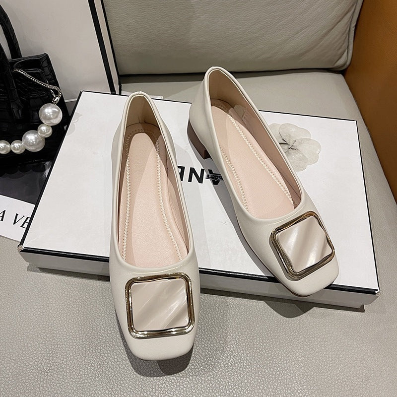 Damen elegante Ballerinas mit modischem Quadrat-Detail EB