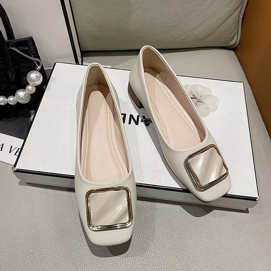 Damen elegante Ballerinas mit modischem Quadrat-Detail EB