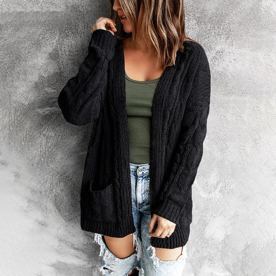 Damen Strickjacke mit Kabelmuster EB