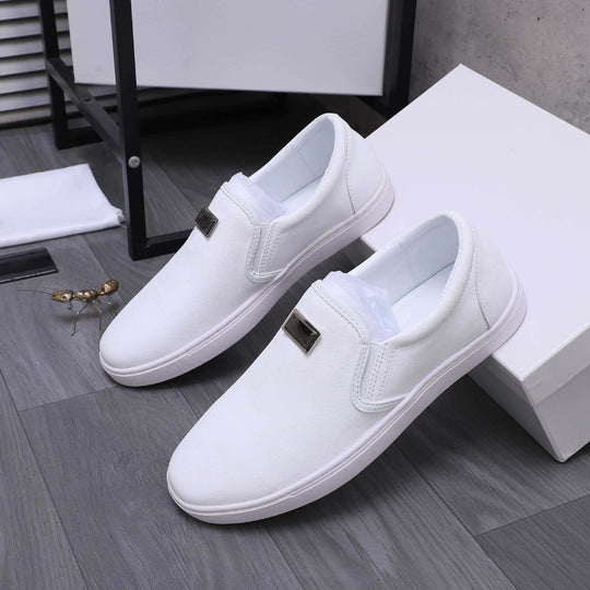 Damen Bequeme Slip-On Sneakers mit eleganter Lederriemen-Applikation EB