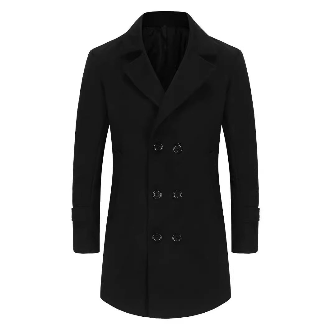 Herren eleganter Doppelreiher-Mantel mit schmalem Schnitt und gefüttertem Innenfutter EB