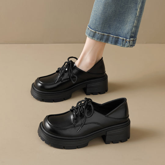 Damen elegante Schnürschuhe mit robustem Plateau EB