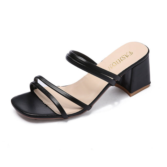 Damen Elegante Riemchen-Pantoletten mit komfortablem Blockabsatz EB