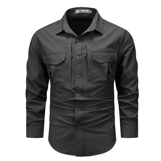 Herren nan strukturiertes Overshirt aus atmungsaktivem Ripstop mit zwei Klappbrusttaschen EB