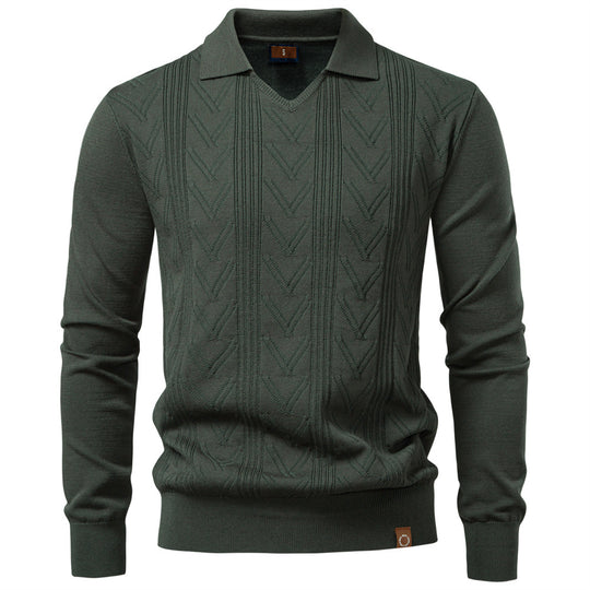 Herren Pullover mit V-Ausschnitt und strukturiertem Design EB