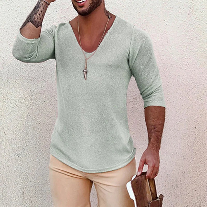 Herren V-Ausschnitt Shirt mit innovativem Strukturdesign EB