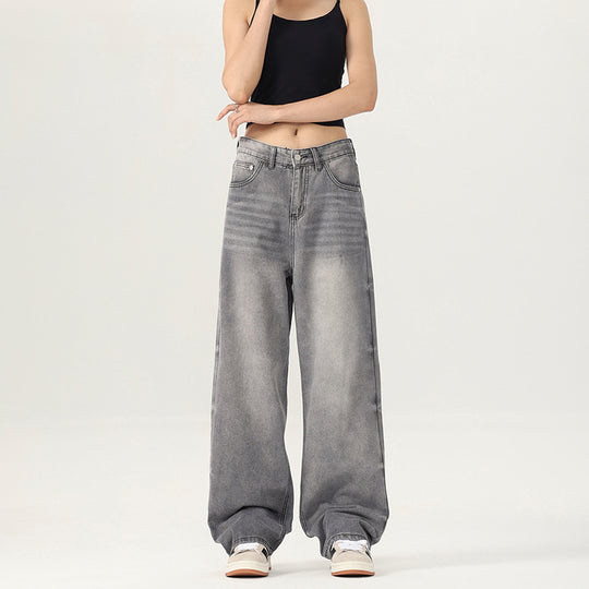Damen Weite Jeanshose im lässigen Vintage-Stil mit hohem Bund EB