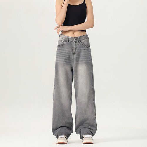 Damen Weite Jeanshose im lässigen Vintage-Stil mit hohem Bund EB