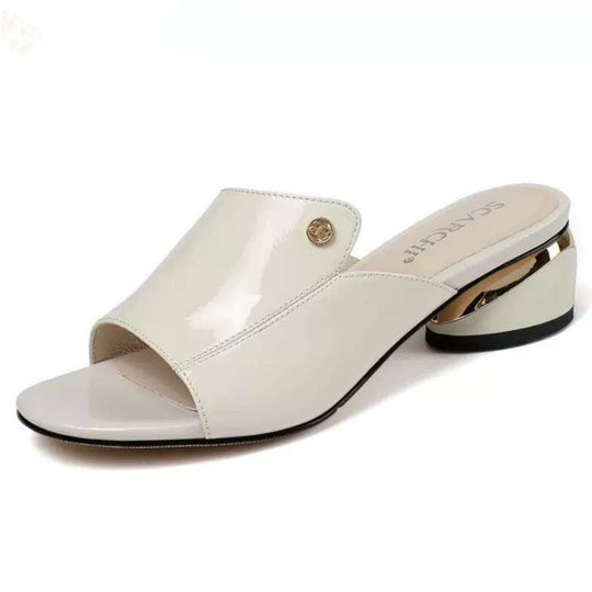 Damen Elegante Mules mit glänzendem Absatz EB