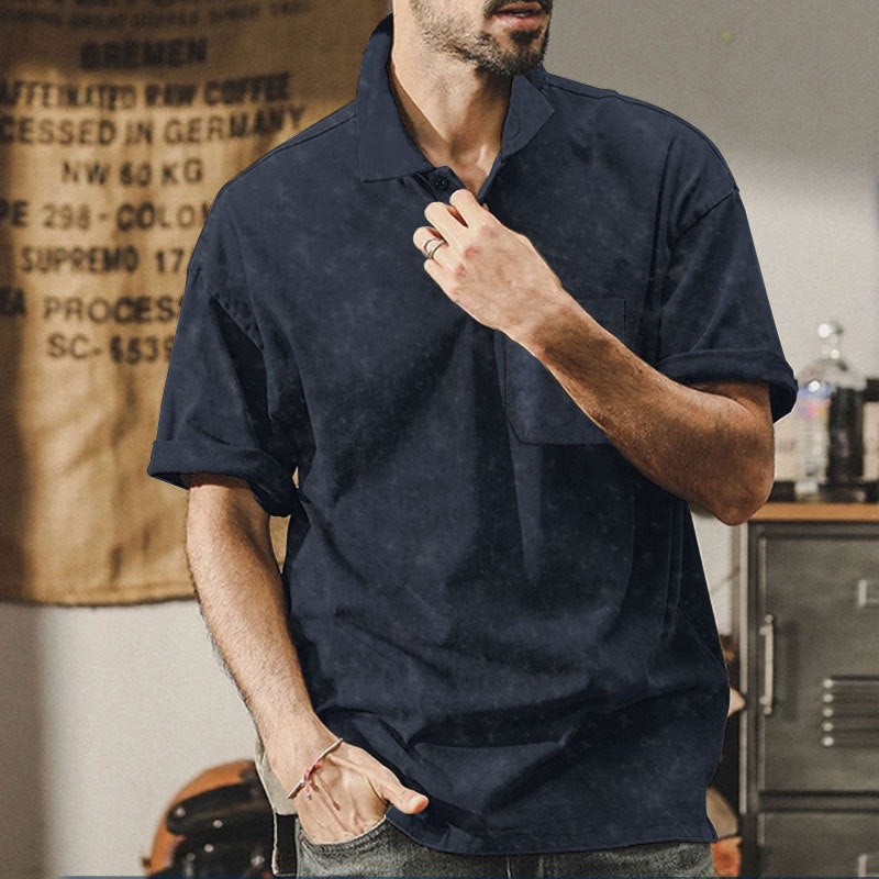 Herren lässiges Kurzarmhemd mit praktischer Brusttasche und softer Textur EB