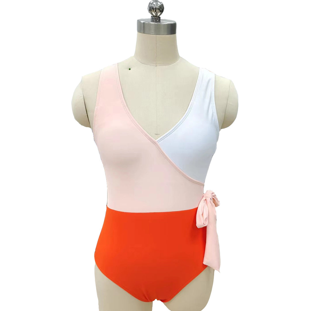 Damen Eleganter Wickelbadeanzug mit asymmetrischem Schnitt EB