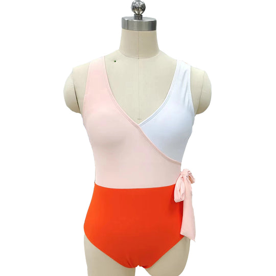 Damen Eleganter Wickelbadeanzug mit asymmetrischem Schnitt EB