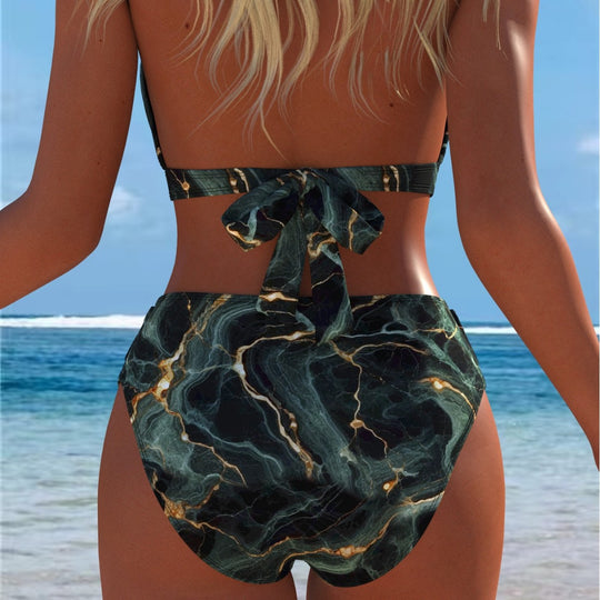 Damen Bikini mit luxuriösem Marmormuster und edlen Details EB