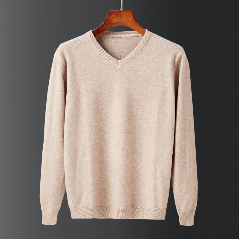 Herren eleganter V-Ausschnitt Pullover aus feiner Wolle EB