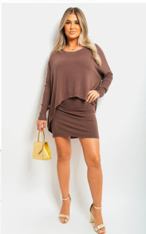 Damen asymmetrisches Minikleid mit überschnittenen Schultern EB