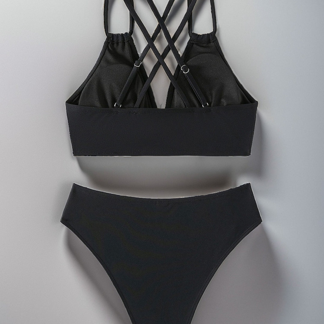 Damen Triangel-Bikini mit geflochtenen Trägern und hohem Schnitt EB