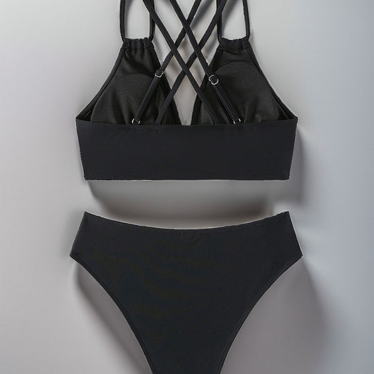 Damen Triangel-Bikini mit geflochtenen Trägern und hohem Schnitt EB
