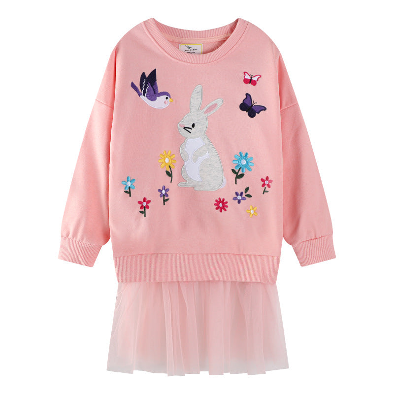 Mädchen Sweatshirt mit Tüllrock und tierischer Applikation EB