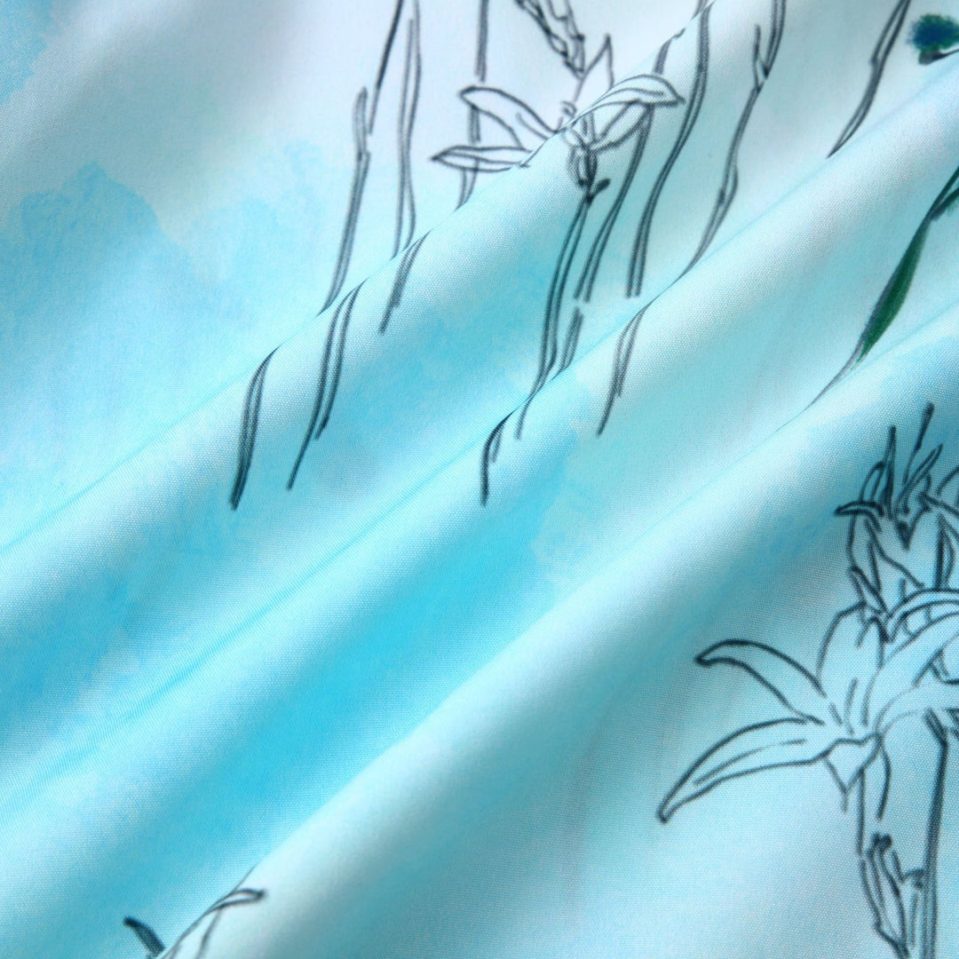 Damen Kurzarmhemd mit floralem Aquarelldruck und lockerer Passform EB