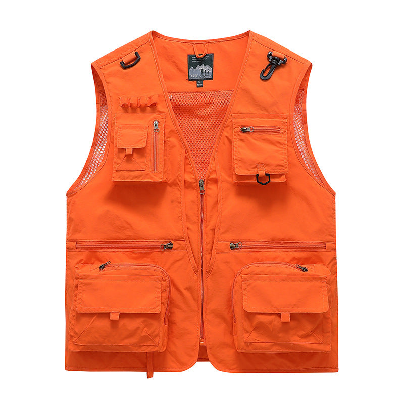 Unisex multifunktionale Utility-Weste mit zahlreichen Taschen, D‑Ringen und atmungsaktivem Mesh EB
