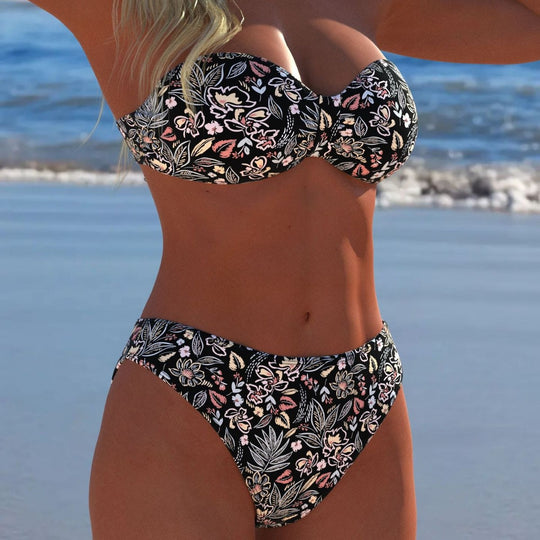 Damen Bikini-Set mit elegantem Strapless-Oberteil und hohem Taillenbund EB