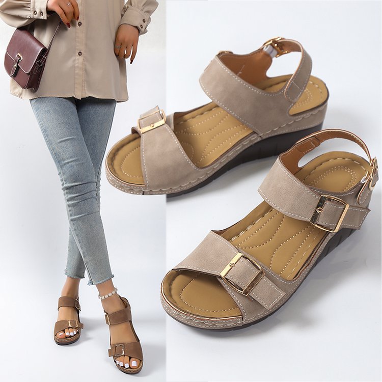 Damen Komfortable Wedge-Sandalen mit verstellbaren Riemen EB