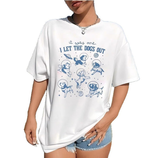 Damen T-Shirt mit kreativem Hundedesign und lässigem Schnitt EB