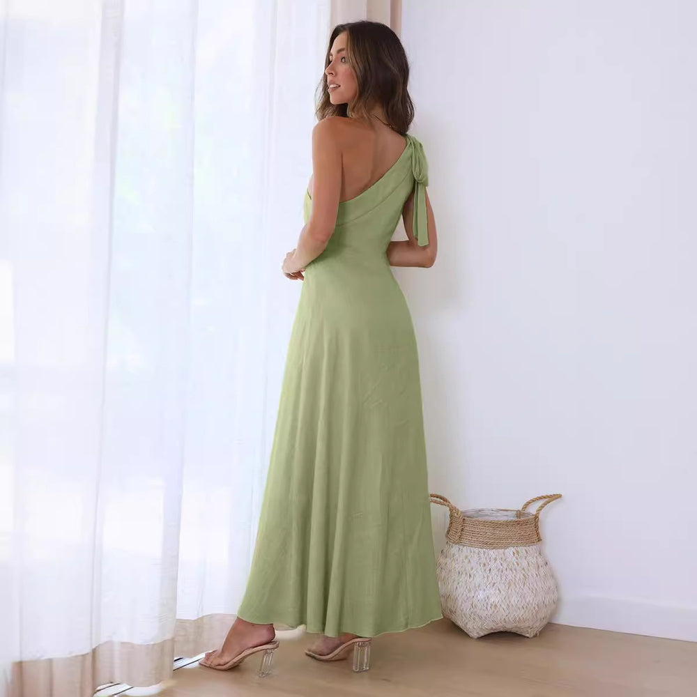 Damen Maxikleid mit asymmetrischem Ausschnitt und eleganter Schulterpartie EB