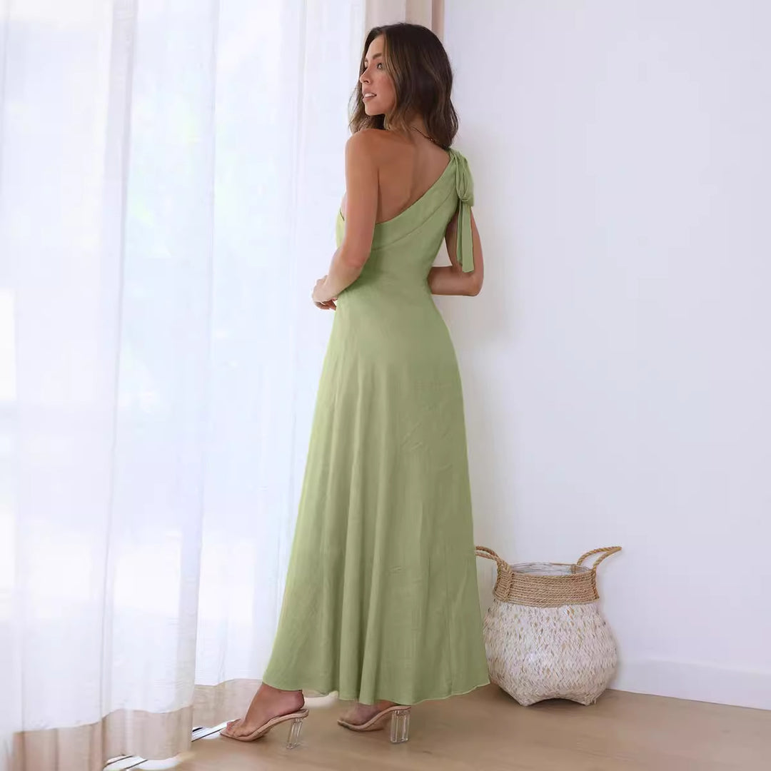 Damen Maxikleid mit asymmetrischem Ausschnitt und eleganter Schulterpartie EB