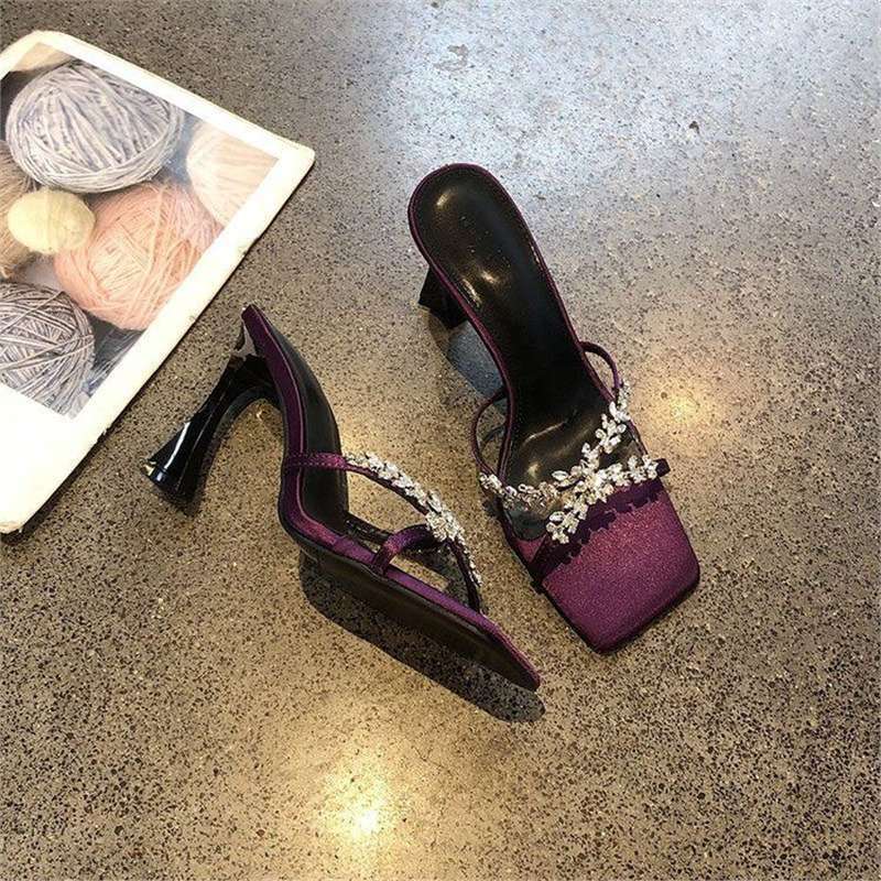 Damen elegante Sandalen mit funkelnden Verzierungen EB