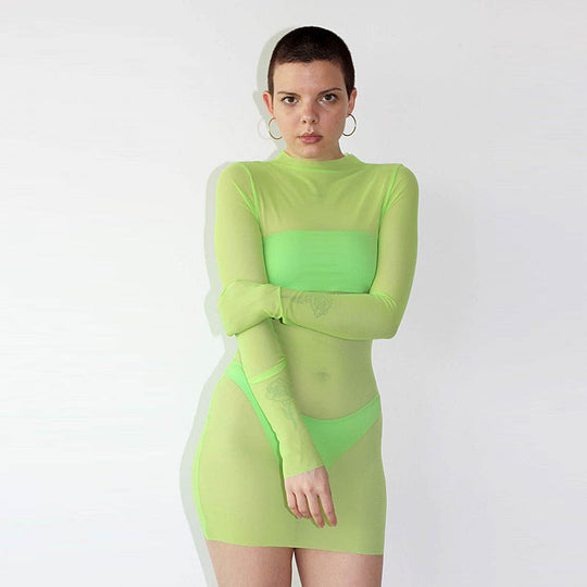 Damen sexy Nachthemd aus transparentem Material EB