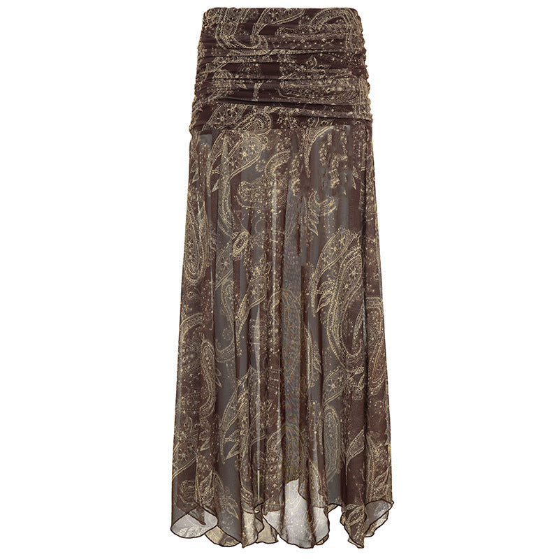 Damenrock mit asymmetrischem Saum und Paisleymuster EB