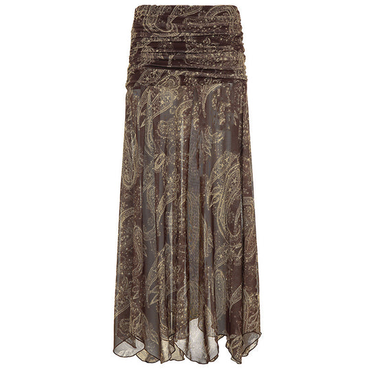 Damenrock mit asymmetrischem Saum und Paisleymuster EB