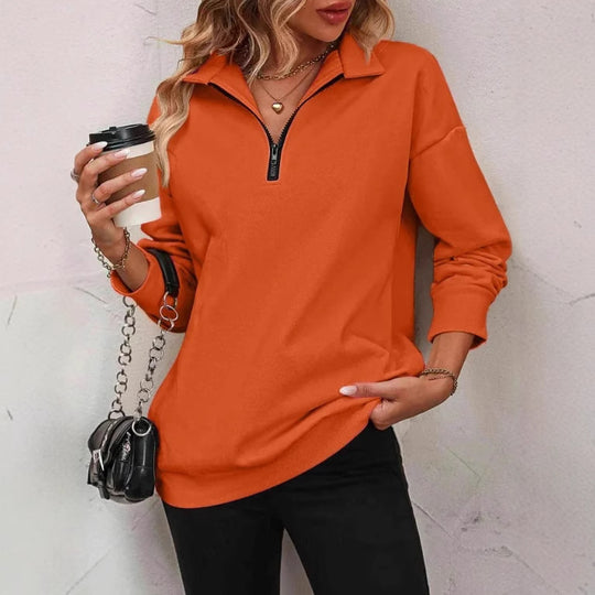 Damen Sweatshirt mit halbem Reißverschluss EB
