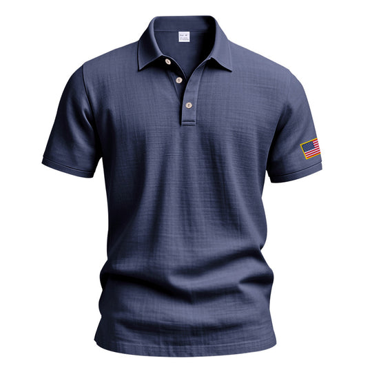 Herren Poloshirt mit strukturiertem Design und Kontrastknopf EB