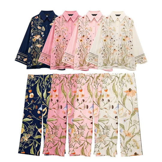 Damen Palazzo-Hose mit floralen Mustern EB