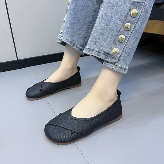 Damen Ballerinas mit modischem Kreuz-Design und bequemem Fußbett EB