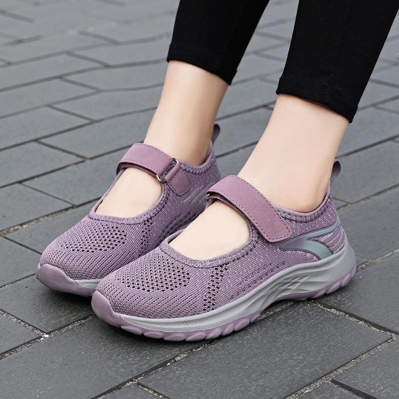 Damen Komfortable Slip-On Sneakers mit Klettverschluss EB