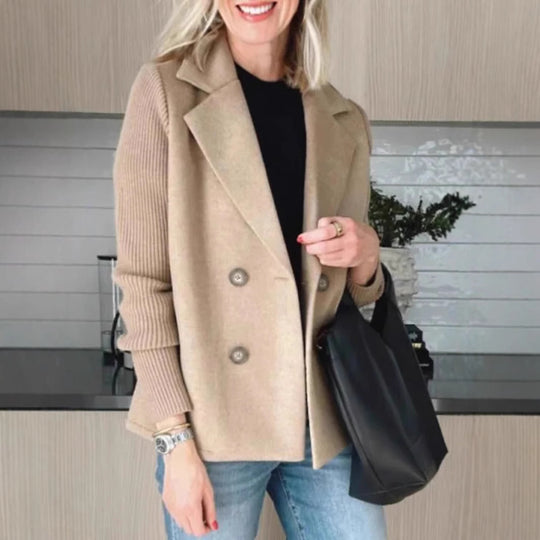 Damen Modischer Blazer mit doppelter Knopfleiste und Rippärmel EB