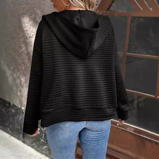 Damen Kapuzenjacke mit strukturiertem Waffelmuster und praktischem Reißverschluss EB