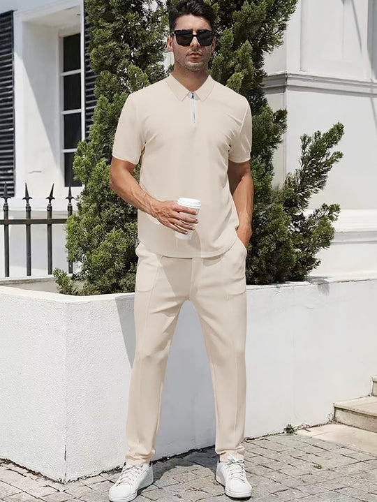 Herren nan urbanes Reise-Poloshirt mit kurzem Frontreißverschluss, elastischem Interlock und knitterarmer Pflege EB