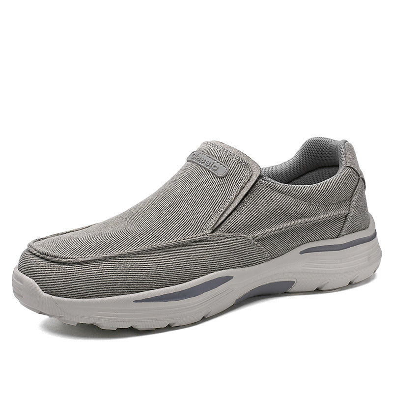 Herren leichte Slip-On Komfortfreizeitsneaker mit atmungsaktivem Canvas und stoßdämpfender Plateausohle EB