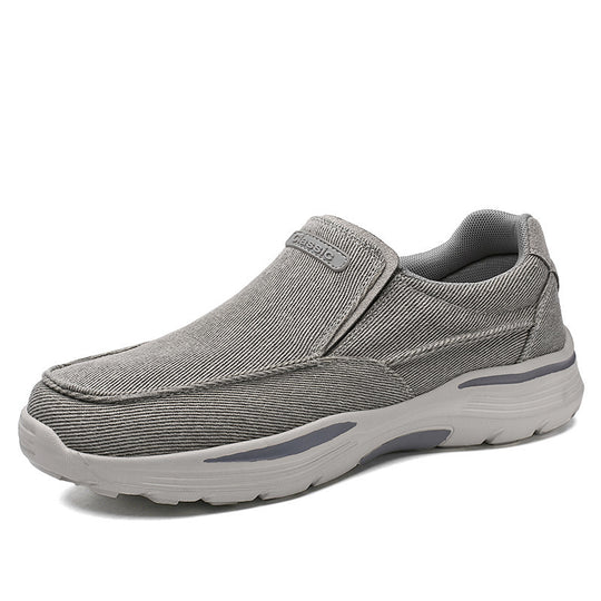 Herren leichte Slip-On Komfortfreizeitsneaker mit atmungsaktivem Canvas und stoßdämpfender Plateausohle EB