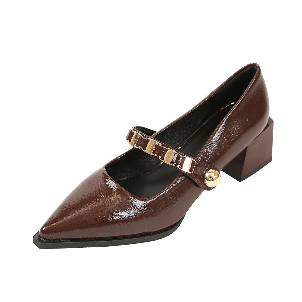 Damen spitze Slingback-Pumps mit dekorativem Riemchen und komfortablem Blockabsatz EB