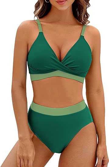 Damen Sportlicher hochtaillierter Bikini EB