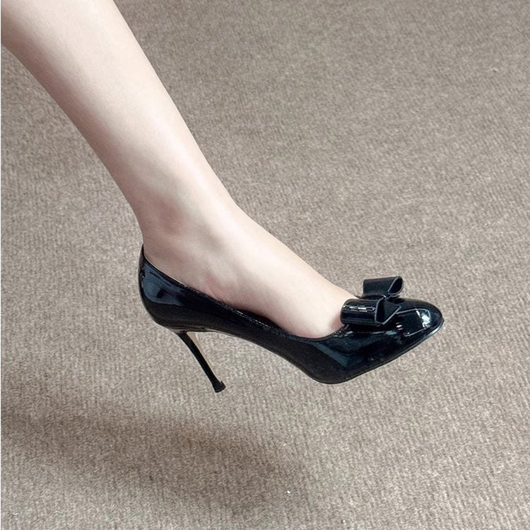 Damen elegante Pumps mit dekorativer Schleife und hohem Absatz EB