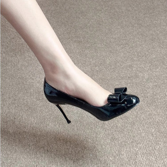 Damen elegante Pumps mit dekorativer Schleife und hohem Absatz EB